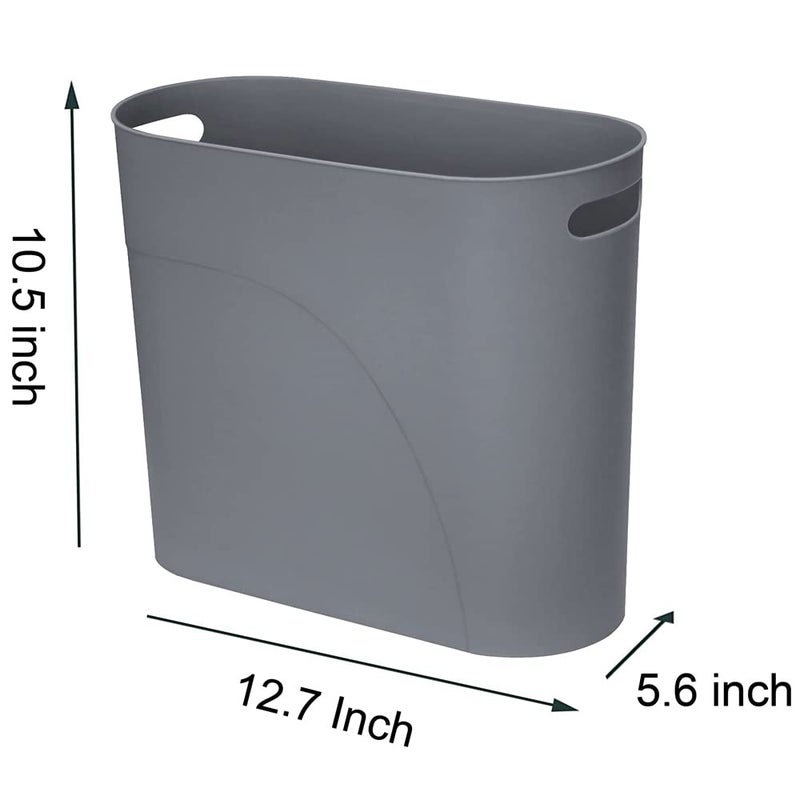 ROYFACC Small Trash Can Plastic Bathroom Wastebasket 3.2 Gallon Slim Garbage Container Bin with Handle for Home Kitchen Bathroom Bedroom Office, 2 Pack (Grey) - Image 4